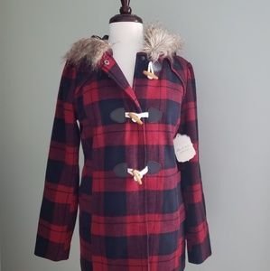 Altar'd State Coat Jacket Parka Plaid Red Large